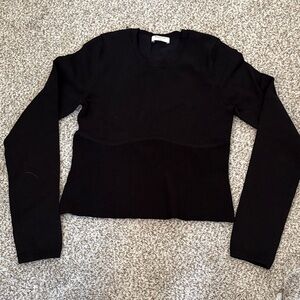 Babaton Black Sculpt Knit Corset Long Sleeve Top